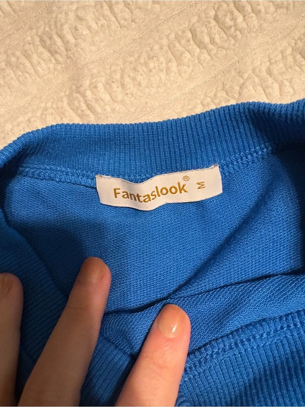 Fantaslook Blue Two Piece Sweatshirt Shorts Lounge Set Medium